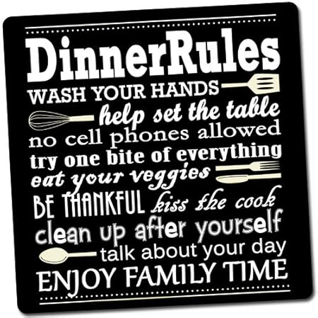exciting Lives Magnetised Rubber Dinner Rules Fridge Magnet (Black)