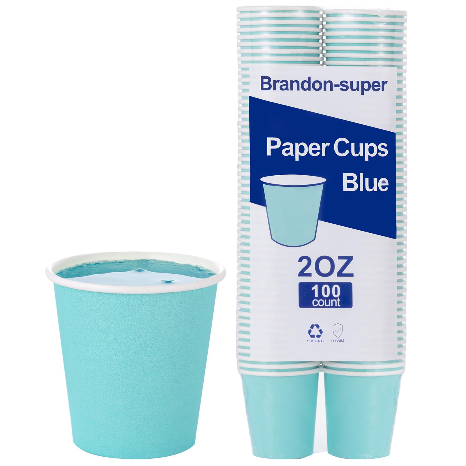 Photo 1 of [100 Count - 2 oz] Small Paper Cups, Mouthwash Cup Bathroom Cups Mini Cup Small Disposable Cups (Blue)