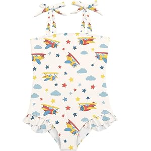 WIFIU Toddler Girls Swimsuit One-Piece Swimwear Baby Girls Adjustable Bathing Suits Summer Beach Size 18M-6Y