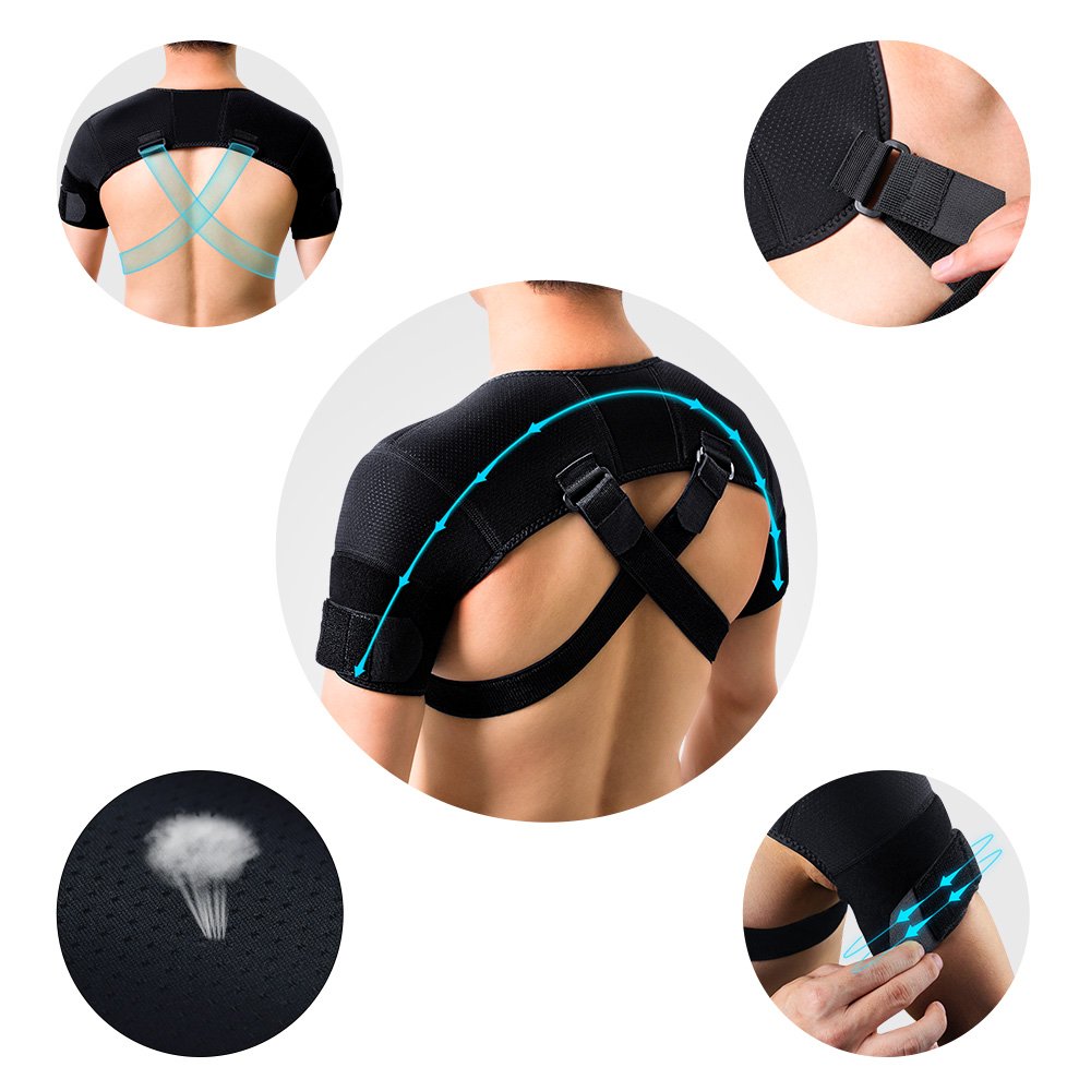 Kuangmi Double Shoulder Support Brace Strap Wrap Neoprene Protector (XX
