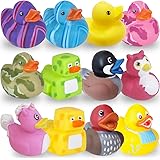 ArtCreativity Assorted Rubber Duckies for Kids and Toddlers - Pack of 12 Cute Duck Bath Tub Pool Toys in Multiple Characters,