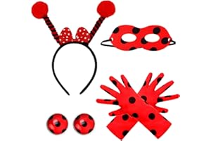 AUSEJOPEAC Ladybug Antenna Bopper Headband Ladybug Wings and Masks Costume Set for Kids Halloween Dress Up