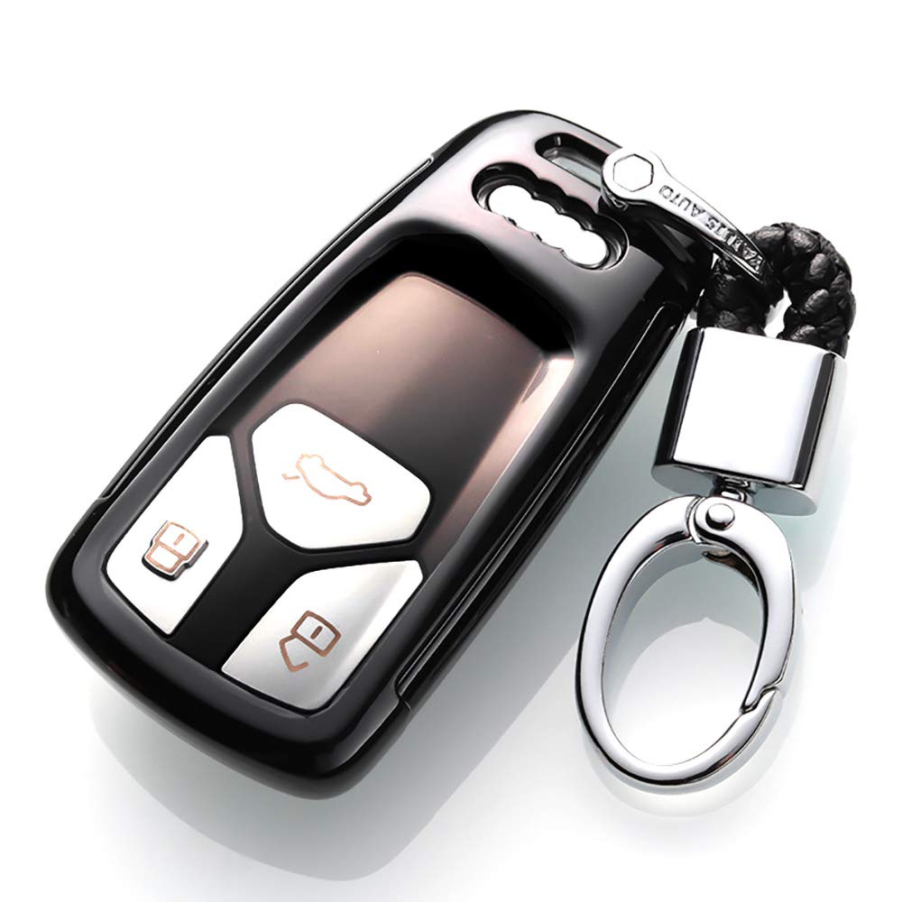 ontto for Audi Key Fob Case Remote Control Key Fob Holder Jacket Protection Key Shell Compatible with 2016 Audi Q7 A4L TT TTS Black