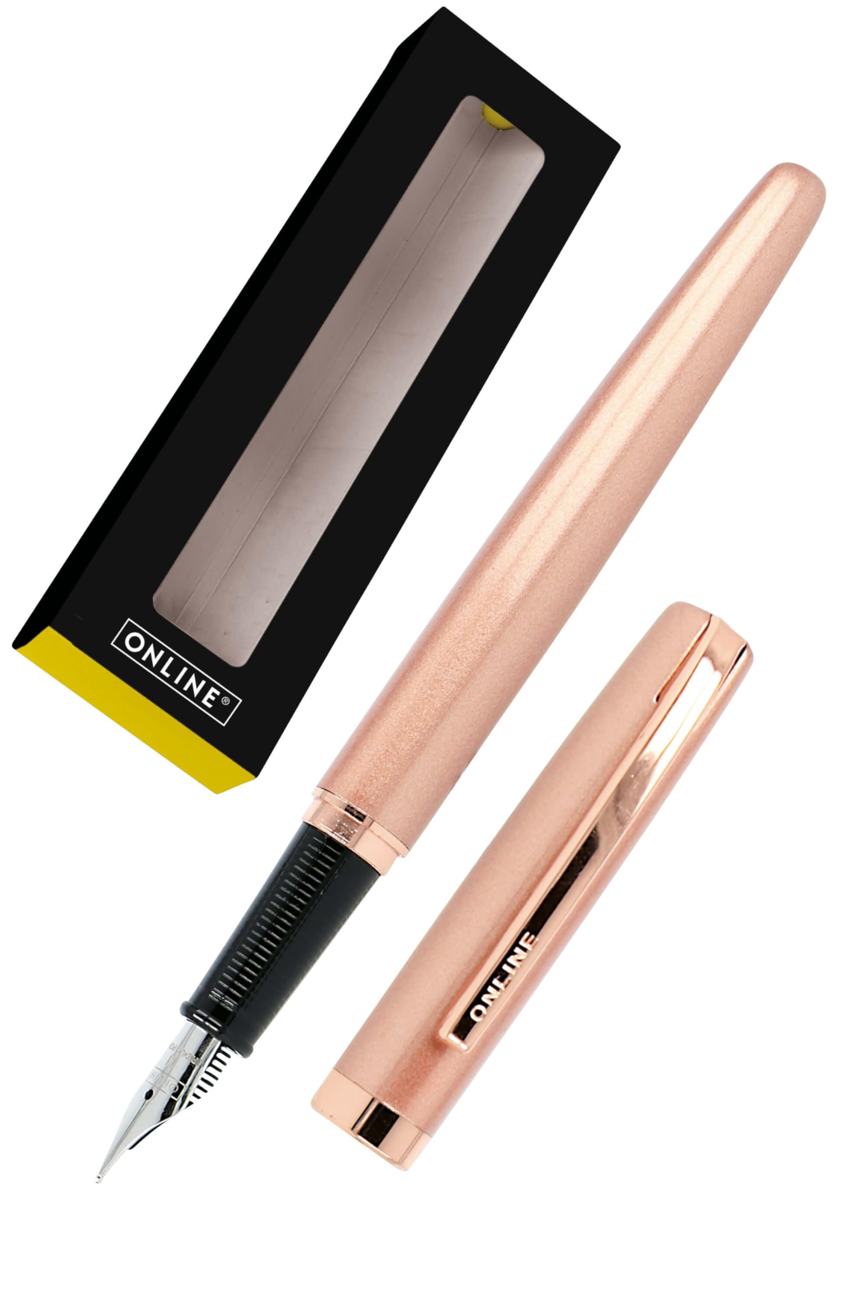 Online Eleganza Fountain Pen I Rosegold I Nib Size M I Metal Clip I Includes Ink Cartridge I Fountain-Pen for Standard Ink Cartridges Or Converter I In Gift Box 34565