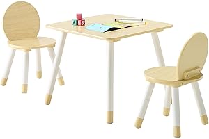 VEVOR Kids Table and 2 Chairs Set, Toddler Table and Chair Set with Rounded Edge Design & Graffiti Desktop, Wooden Desk for A
