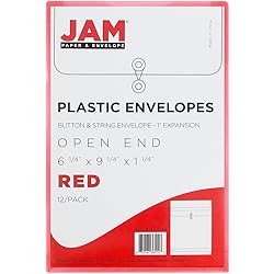 JAM PAPER Plastic Envelopes with Button & String
