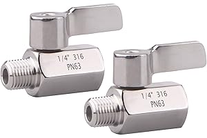 DERNORD Stainless Steel Ball Valve Mini Valve 1/4" NPT Female x Male Thread (Pack of 2)