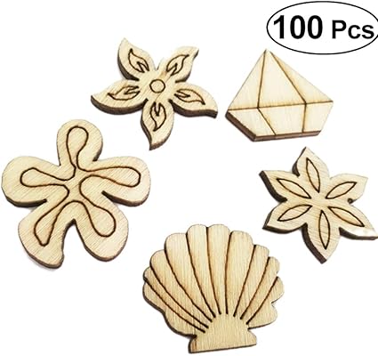 Amazon Com Bestoyard 100pcs Cute Cartoon Wooden Pieces Cutouts