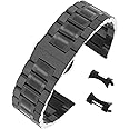 AUTULET Stunning Brushed Stainless Steel Watch Band Strap Replacement with Straight&Curved End