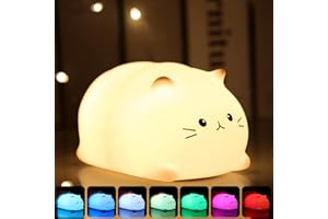 Tremdwoto Cat Night Light for Kids,Cute Colorful Night Light Baby Girl Squishy Night Lights Lamp 3 Hour Timer Kitty Light USB Rechargeable Nursery Lamp Nightlight ，Gifts for Boys and Girls