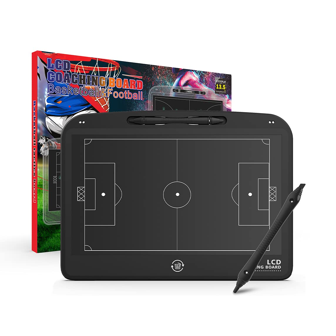 Photo 1 of VNVDFLM 13.5'' Electronic Football Tactical Board Basketball Coaching Board,LCD Soccer Strategy Board with Stylus Pen,Basketball Marker Board Training Writing Tablet Perfect Coach Gifts-Football Black