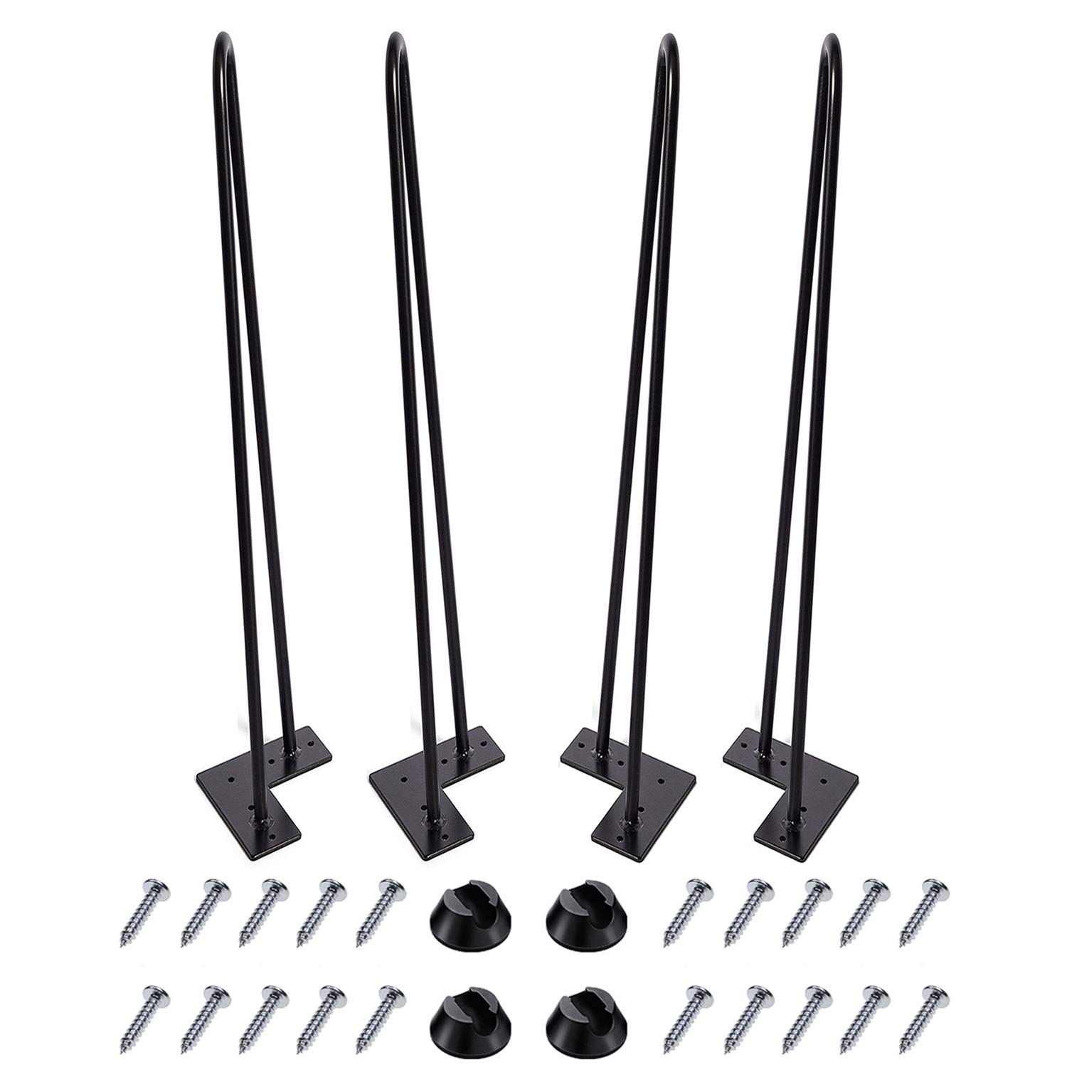 MSOBAIW Hairpin Legs 28 Inch Set of 4, DIY Metal Table Furniture Legs Ideal for Dining Table, Desk, 3/8" Diameter Mid Century Modern Style (71 cm, Black)