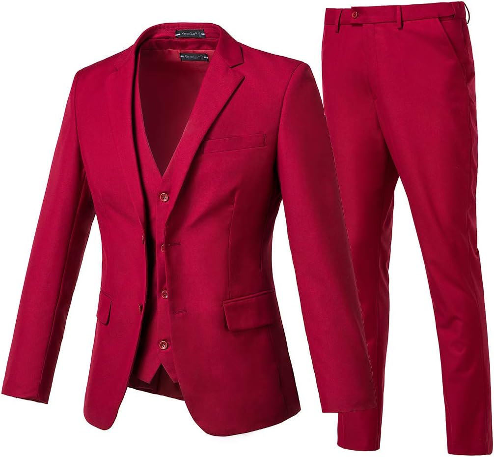 Yanlu Prom Suits for Men 3 Pieces Notch Lapel Wedding Men Suits Two Button Formal Tuxedos Casual Blazer