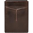 Fossil Men's Derrick Leather RFID-Blocking Magnetic Card Case with Money Clip Wallet, Dark Brown, (Model: ML3812201)