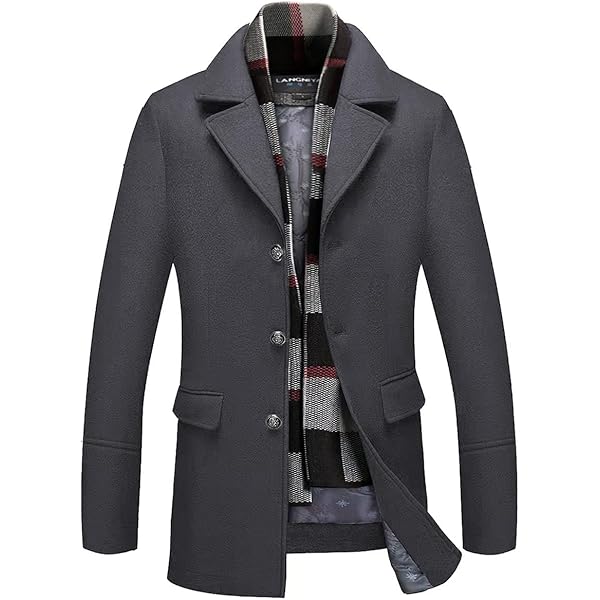Men's Charcoal Zippered Wool Blend Winter Short Jacket, Size M at