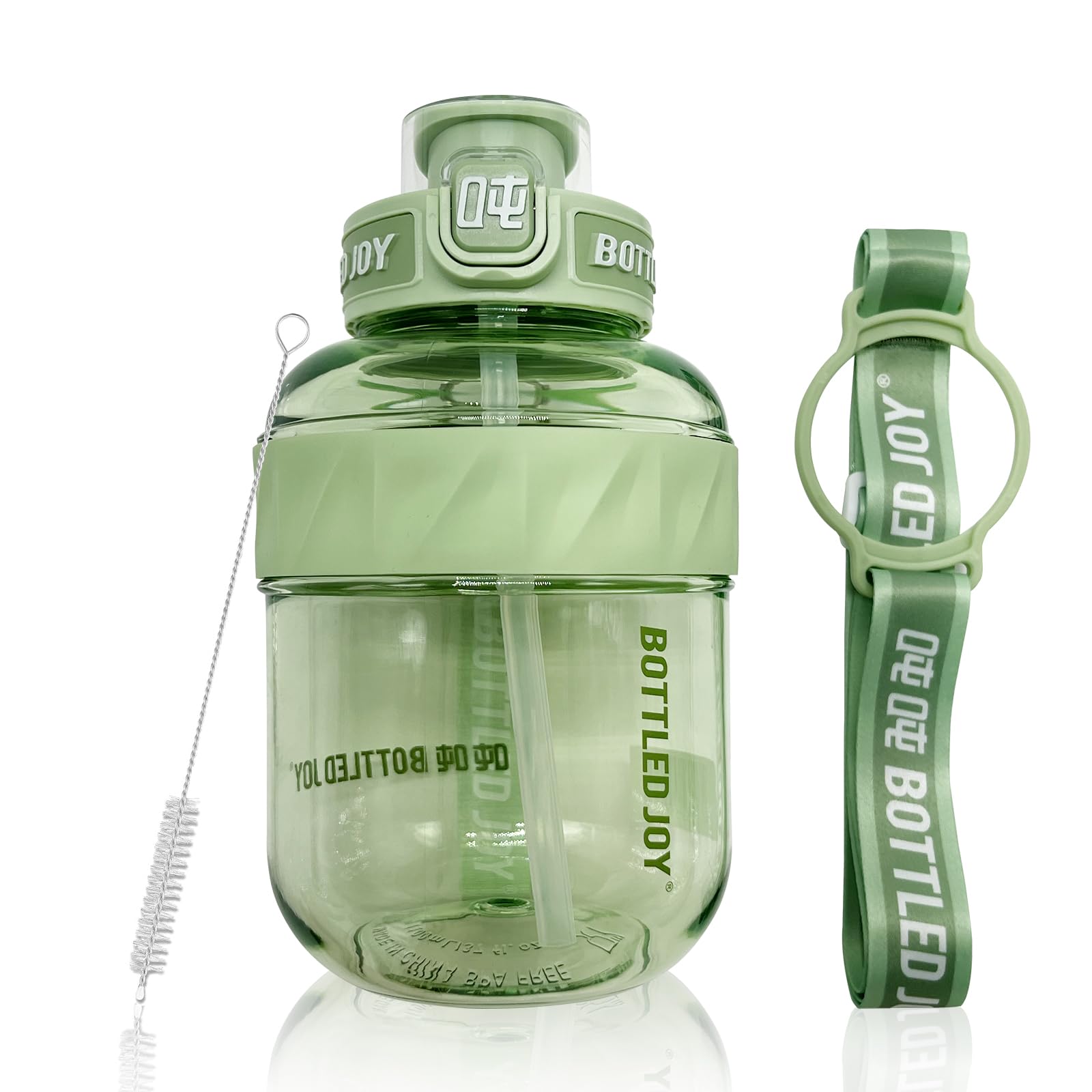 Bottled Joy Gallon Kids Water Bottle With Straw, 37oz Water Bottle With Strap, 1.1L Bottle Joy Sports Water Jug, BPA-Free and Tritan, Resuable Sports Water Bottle,Green — image 1