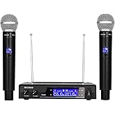 MicrocKing Wireless Microphone System Dynamic Handheld Microphones,150 Ft Operating Range,16 Hours Continuous Use,Ideal for Karaoke, Party, DJ, Church, Wedding, Indoor/Outdoor Activities