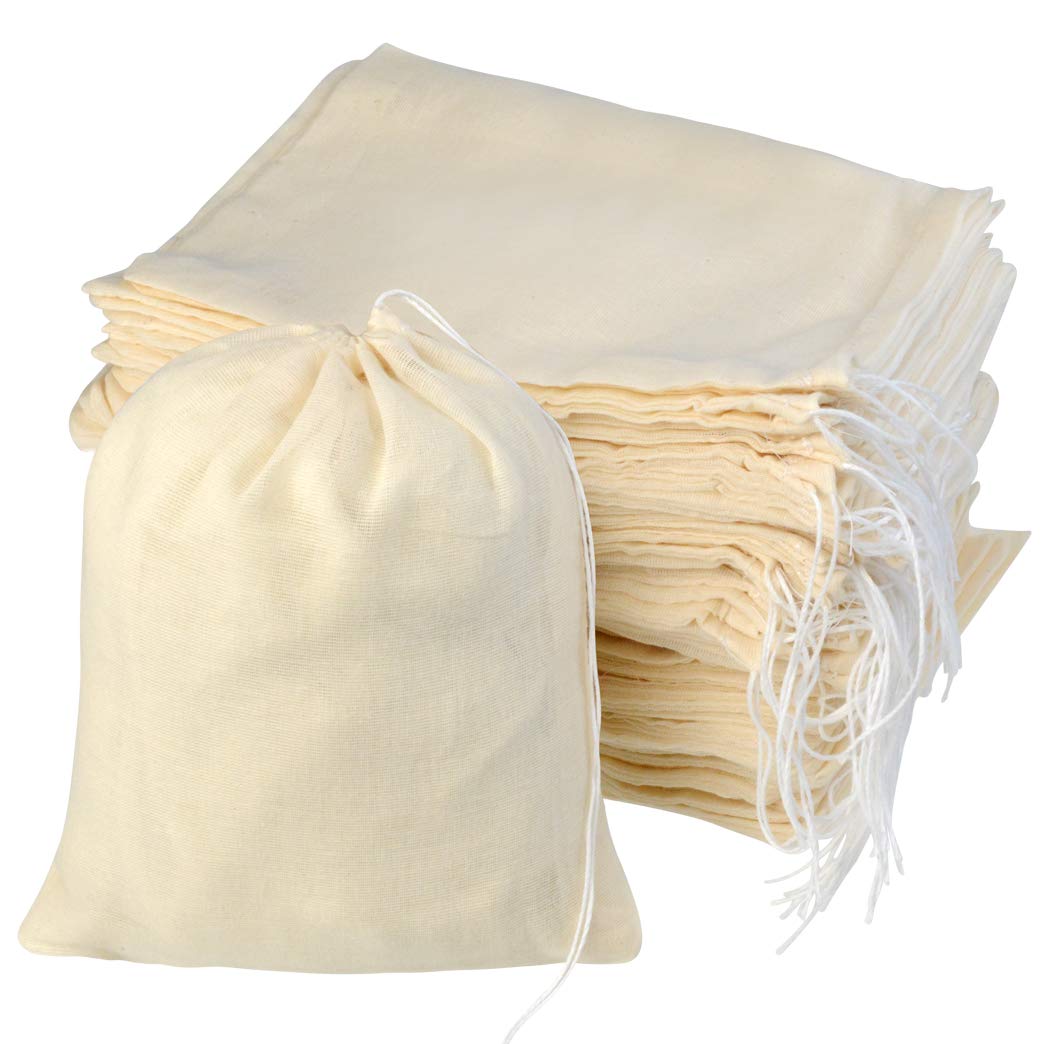 Tayfremn 100pcs Cotton Drawstring Bags, Reusable Muslin Bag Natural Cotton Bags with Drawstring Produce Bags Bulk Gift Bag Jewelry Pouch for Party Home Storage Wedding(6 by 7.9 inches)
