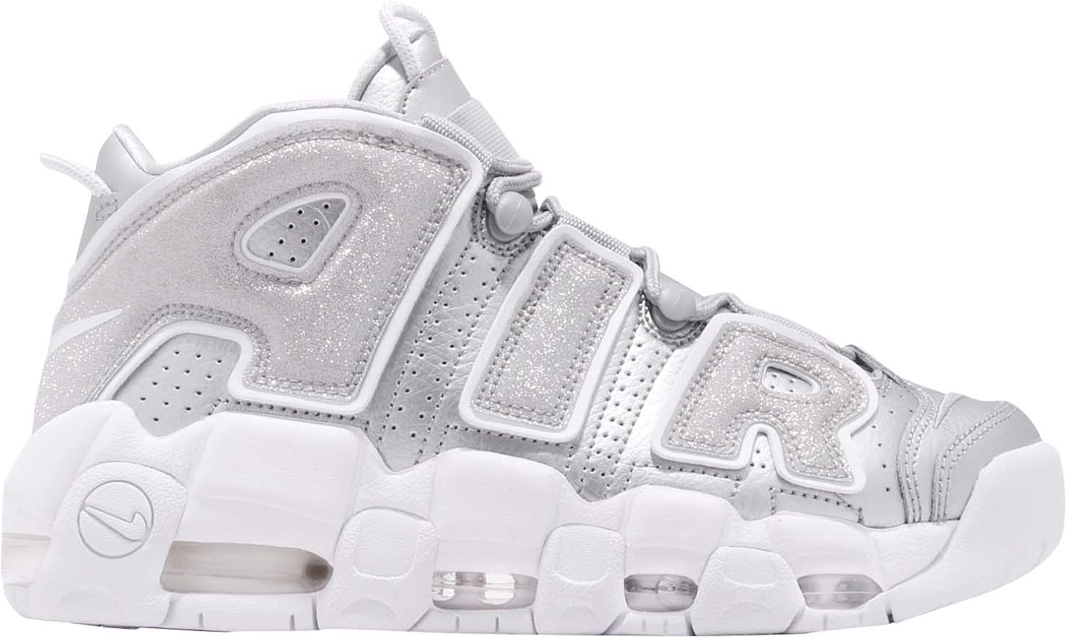 nike uptempo silver