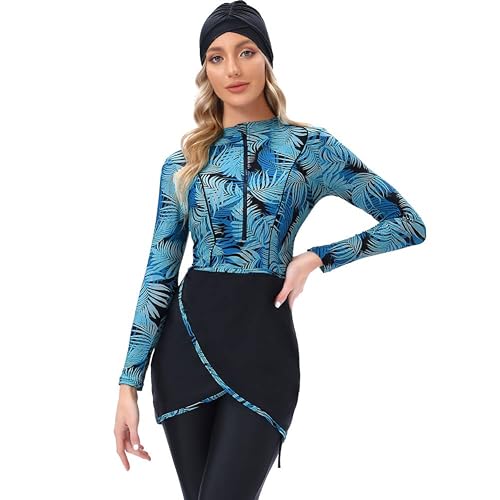 Women's Modest Burkini Swimsuit – Full Coverage Islamic Swimwear – Black, High-Waisted, Long Sleeve