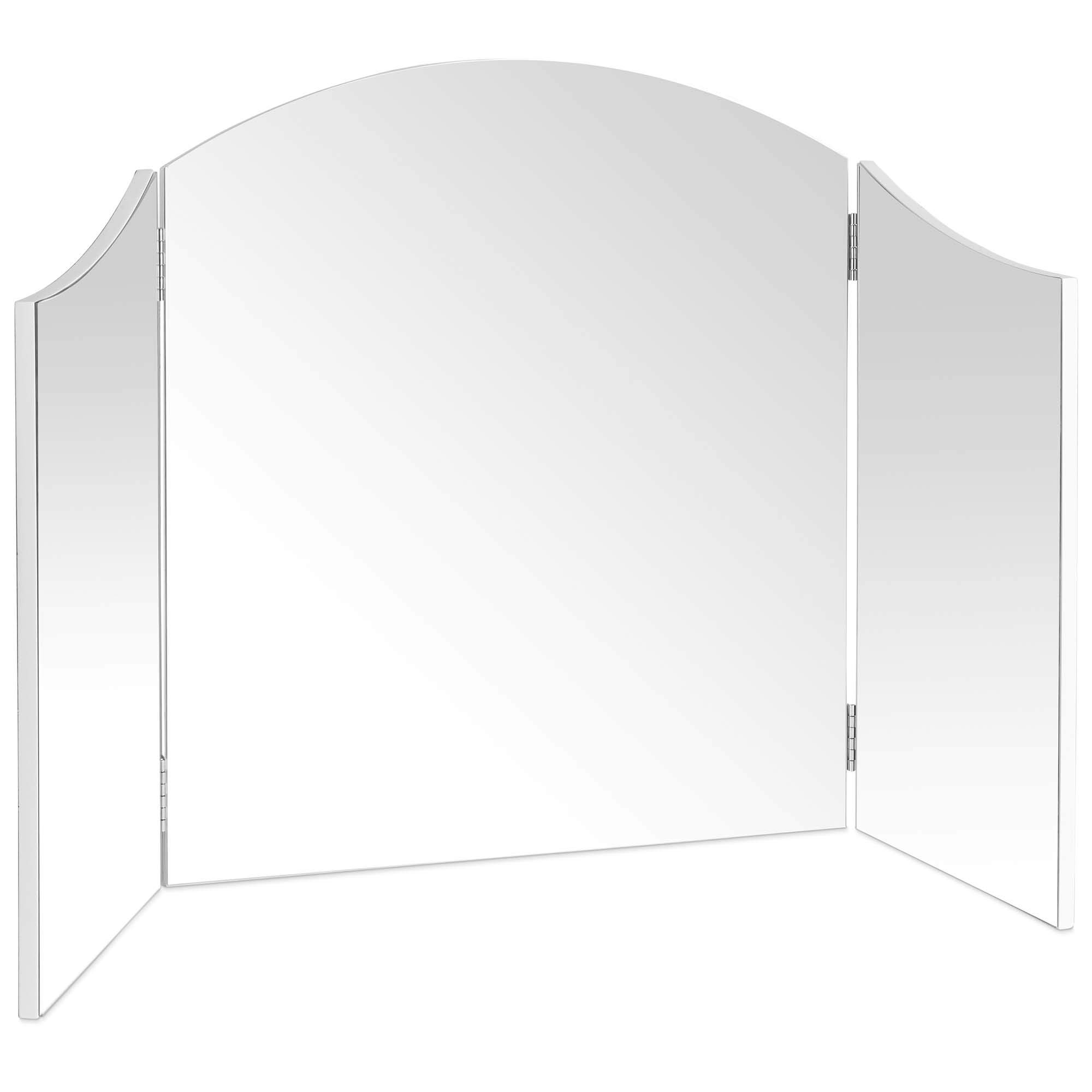 Beautify Makeup Mirror, Large Dressing Table Bevelled Beauty Mirror, Tri-Fold and Adjustable for Vanity Table, Free-Standing Tabletop Cosmetic Mirror w/Swing Hinges, for Professional Hair & Makeup