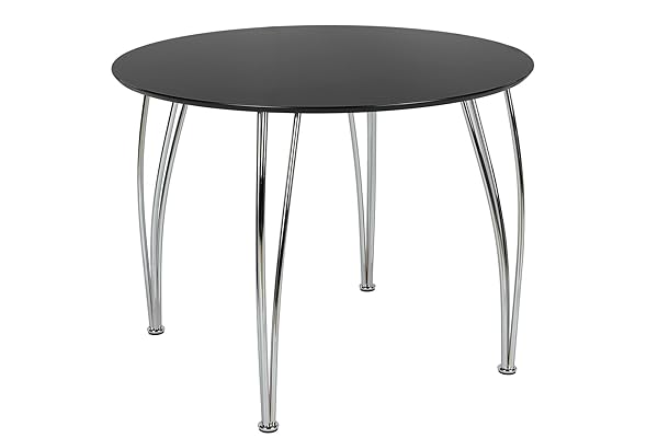 Novogratz Round Dining Table with Chrome Plated Legs, Black