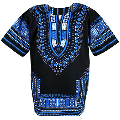 African Dashiki Cotton Mexican Poncho Hippie Tribal Ethic Boho Shirt Black ad14s