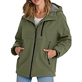 Yousify Womens Fleece Lined Rain Jacket Waterproof Lightweight Fall Winter Windbreaker Hooded Softshell Jackets