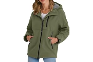 Yousify Womens Fleece Lined Rain Jacket Waterproof Lightweight Fall Winter Windbreaker Hooded Softshell Jackets