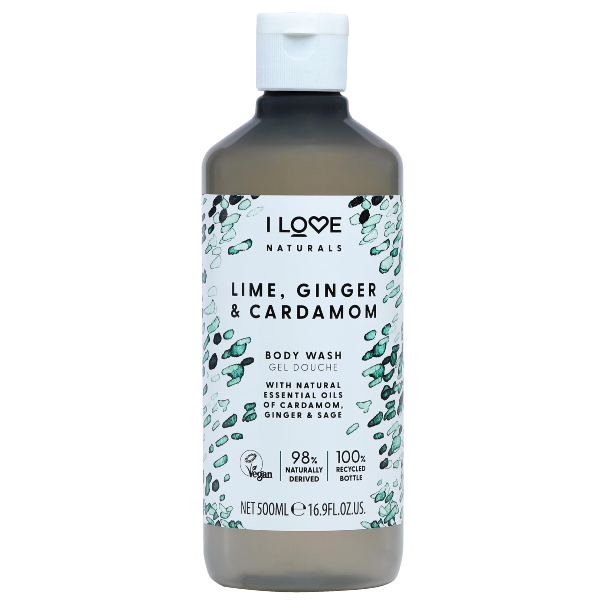 I Love Naturals Lime, Ginger & Cardamom Body Wash – Invigorating Essential Oils of Ginger, Cardamom & Sage – Refreshing Shower Gel for Silky Smooth Skin – Vegan & Cruelty-Free 500ml