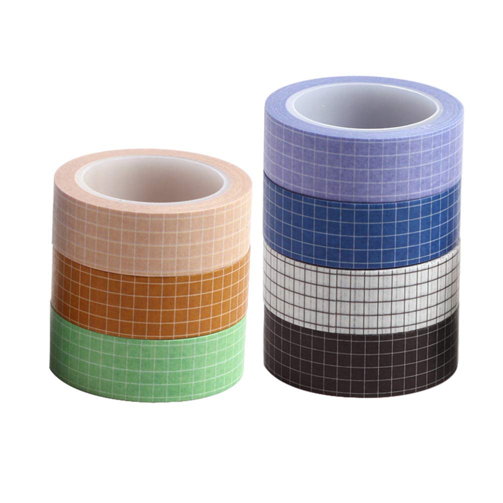 NUOBESTY 7 pcs Washi Masking Tapes Grid Crafts Tape DIY Japanese Masking Tape Decorative Wrapping DIY Scrapbooking