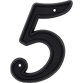 Hillman 844045 6-Inch Plastic House Number 5 , Black