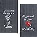 Kay Dee Dog Lover Embroidered Waffle Towel Set - Cotton - One Each You Had Me at Woof & Dog Love