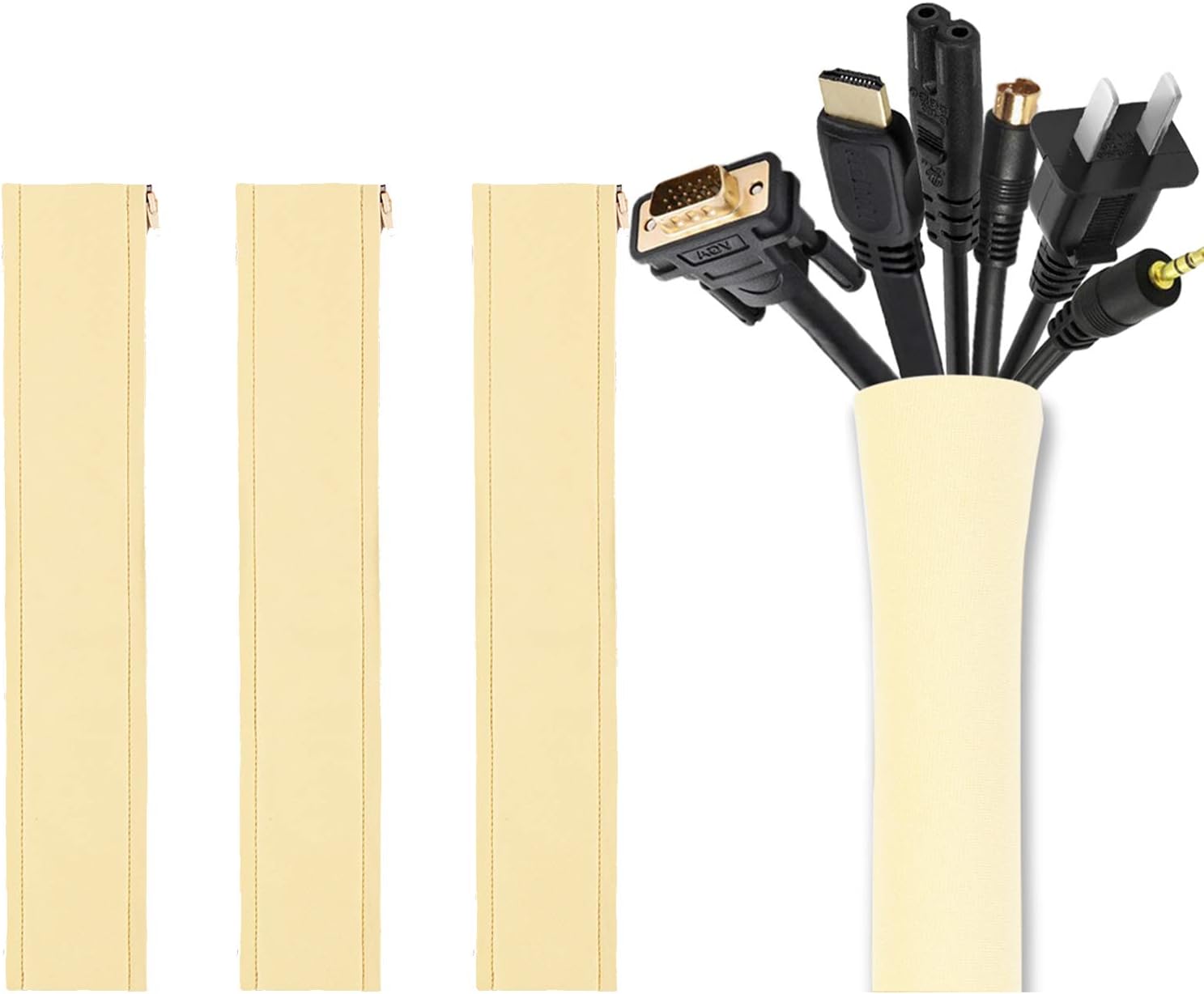 Cable Management Sleeve, JOTO Cord Management System for TV / Computer / Home Entertainment, 19 - 20 inch Flexible Cable Sleeve Wrap Cover Organizer, 4 Piece - Black: Home Improvement