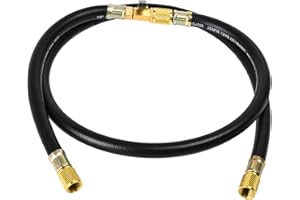 KLENZMATE 26060 Plus II 3/8" Heavy Duty Charge Hose with Straight Fittings and Valve, 5FT, HVAC Vacuum Hose, Working Pressure:600 Psi, Burst Pressure:3000 Psi. For R134A, R410A, and Common Refrigerants