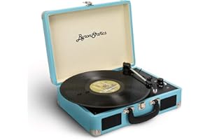 ByronStatics Vinyl Record Player, 3 Speed Turntable Record Player with 2 Built in Stereo Speakers, Replacement Needle, Supports RCA Line Out, AUX in, Portable Vintage Suitcase