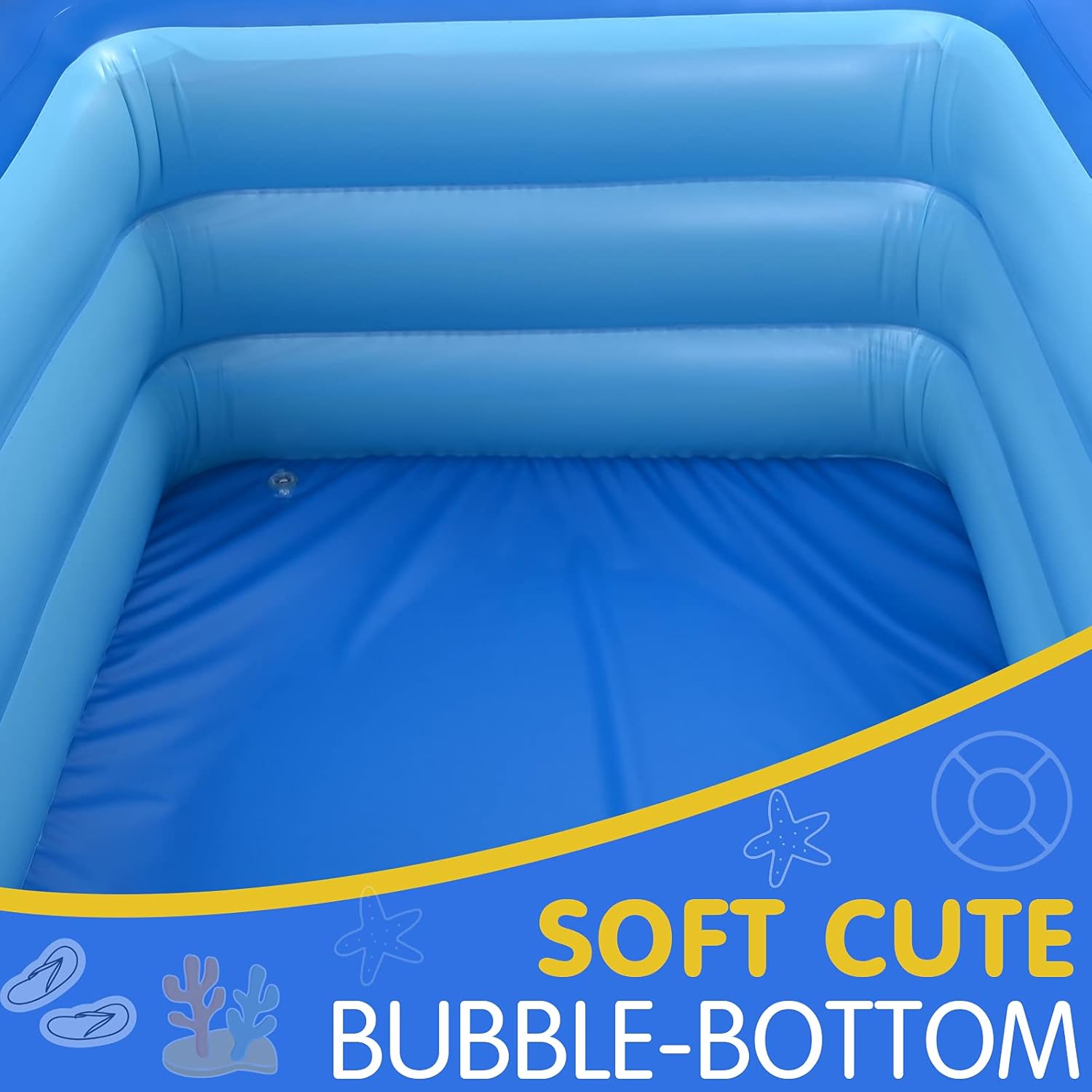 GOLDGE Rectangular Inflatable Pool, 203 x 120 x 55 cm Inflatable Kiddie Pool Rectangular Baby Pool for Summer Party Games Play, Paddling Pools Swim Centre Pools for Indoor Outdoor Garden Yard - Image 5