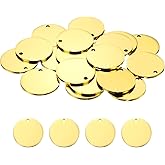 HARFINGTON 20 Pcs Round Blank Stamping Tag 25mm Stainless Steel Circle Polished Blanks Tag Pendants with Hole for Bracelet Crafts Labeling Making, Gold