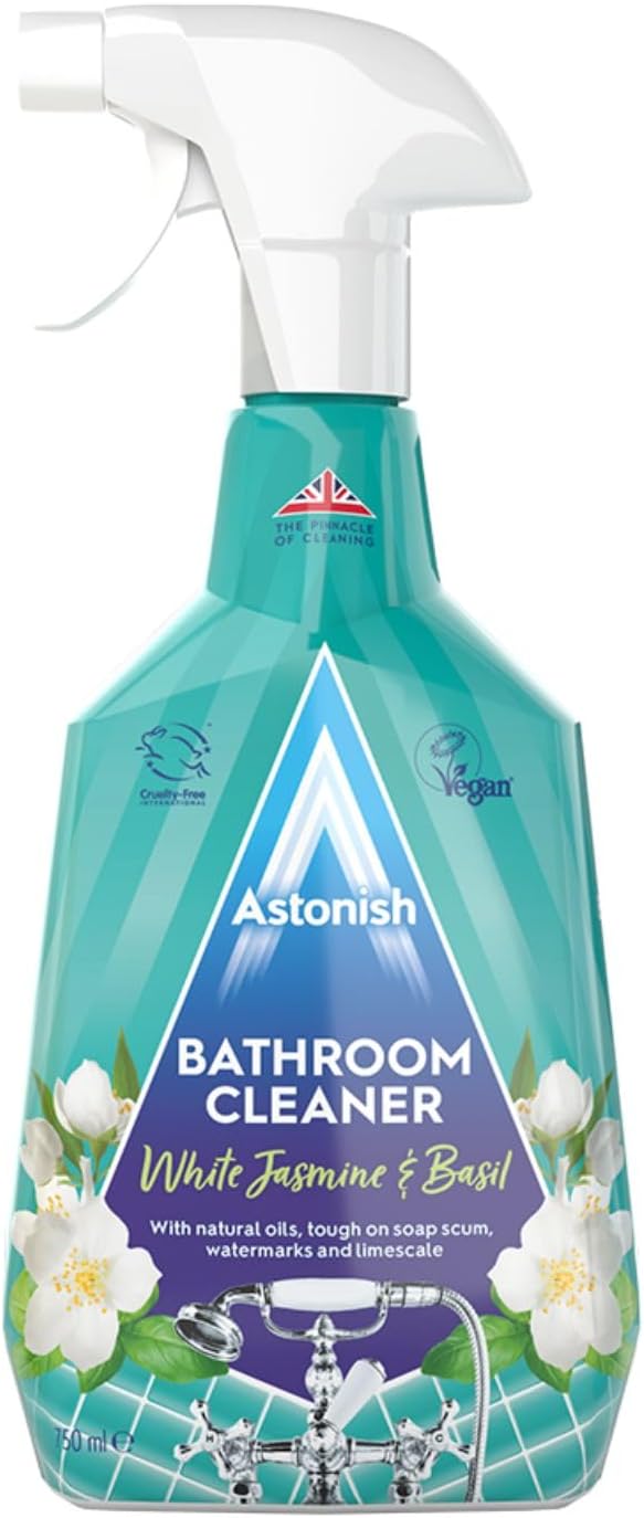 Astonish Vegan Bathroom Cleaner Spray 750ml White Jasmine Basil