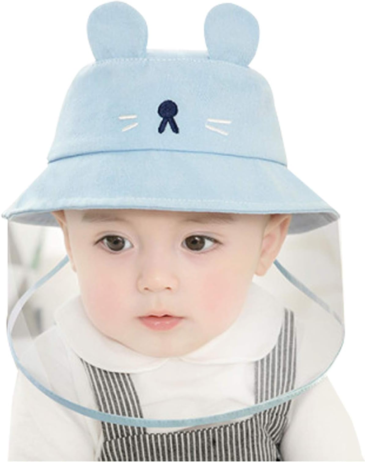 JYAOVO Protection Safety Full Face Shield for Kids Children Anti Drool Splash-Proof Outdoor Fisherman Hat Adjustable Blue S