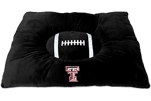 Pets First NCAA Texas Tech Red Raiders Soft & Cozy Plush Pillow Bed - Sports Dog & Cat Cuddle, Warm Collegiate Mattress