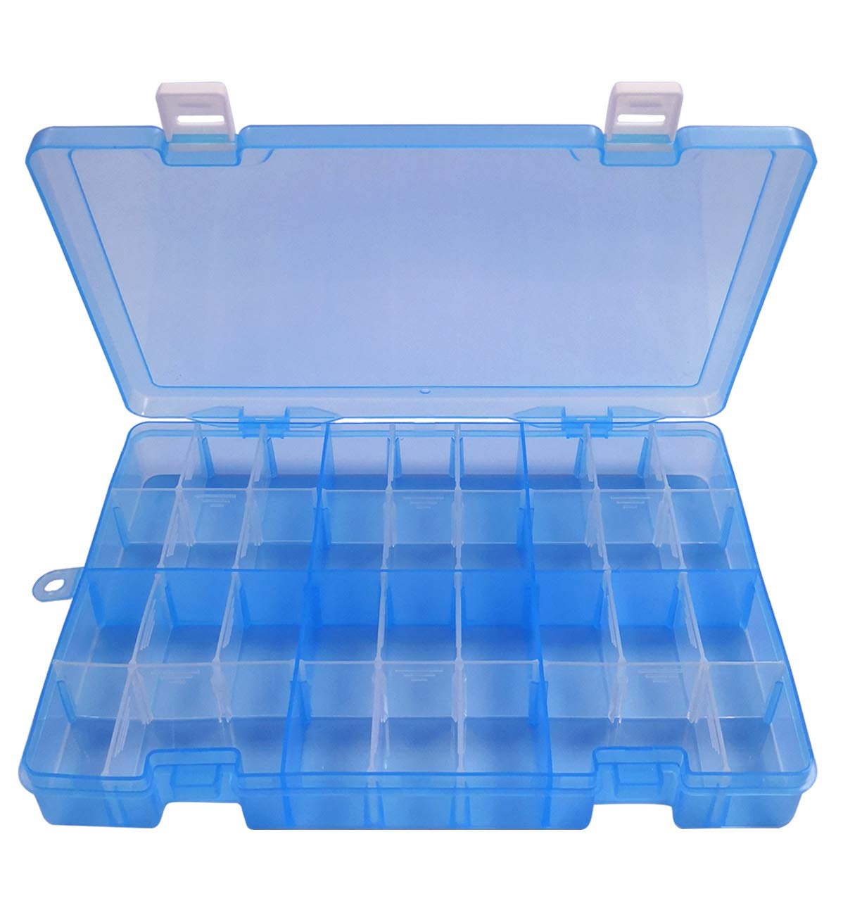 Qualsen Storage Box with Compartments, 34 Grids Plastic Organiser Box with Lids,Bead Organizer Boxes with Adjustable Divider Craft Storage Box for Jewelry Beads Small Accessories(Bule,1Pcs)