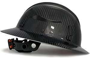 SAFEBUILDER Carbon Fiber Full Brim Hard Hats Made of Carbon Fiber Safety Helmet 6-Point Suspension ANSI Certified for Construction, Industrial, Outdoor Work