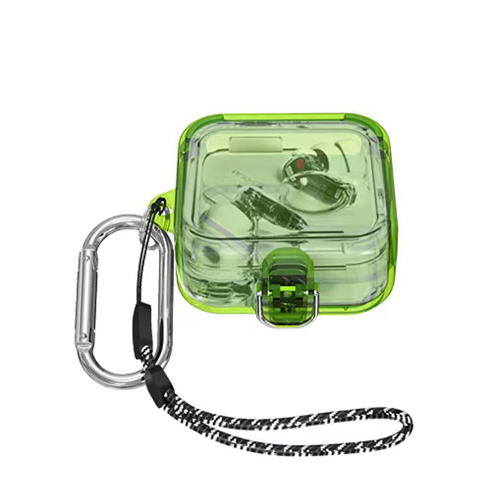 Photo 1 of [Upgrade Lock] Case for Nothing Ear 2, VAEKNVG Shock-Absorbing Protective Armor Cover for Nothing Ear 2 Earbuds, TPU Hard Shell with Carabiner & Lanyard, Clear Yellow