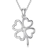 CTIEIP Diamond Four-Leaf Clover Pendant Necklace for Women Sterling Silver Diamond Flower Necklace Jewelry Gift for Her