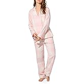 Bed Head PJs Women's Organic Cotton Flannel Twill Classic Long Sleeve Button Up Top & Pant Pajama Set