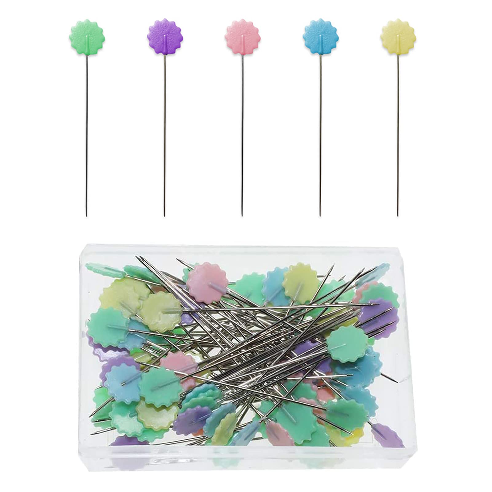 Butterfly Flower Head Pins - 100 Pcs Dressmaking & Quilting Pins with Storage Box for DIY Craft & Jewelry Decoration