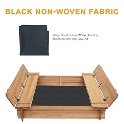 BIRASIL Wood Sandbox with 2 Bench Seats, Sand Boxes