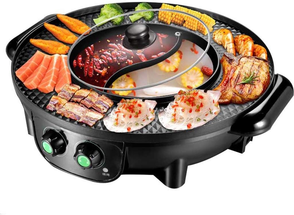 YECHUI Korean Electric Grill Home Multi-function Smokeless Hot Pot Barbecue Integrated Non-stick Barbecue Machine Barbecue Hot Pot (Size : A)
