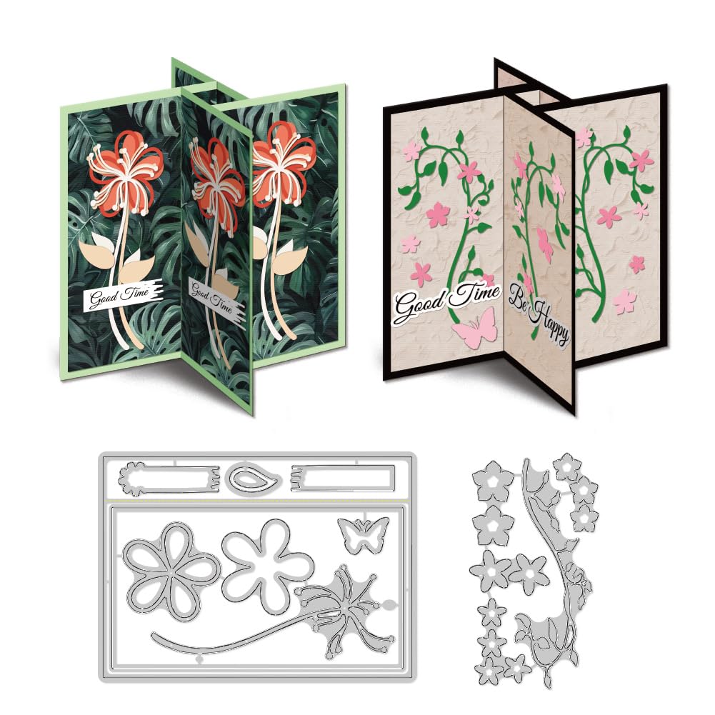 DELORIGIN 3D Equinox Flower Ectangle Border Cutting Dies Vine Card Stitch Die Cut Sewing Carbon Steel Die Cuts Stencils Scrapbooking Embossing Template for DIY Invitation Wedding Greeting Card Making